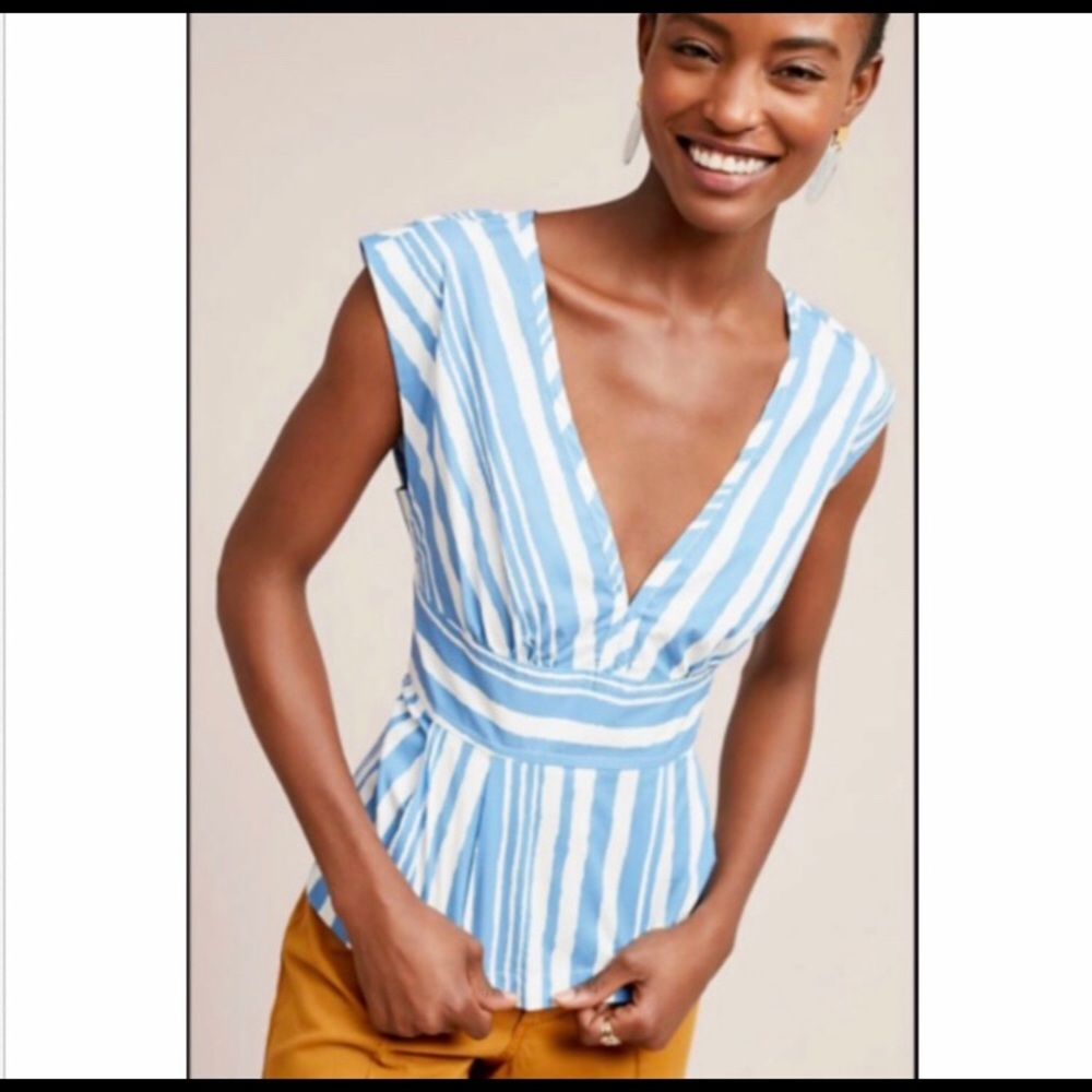 Tracy Reese | Anthropologie V-neck Striped Top